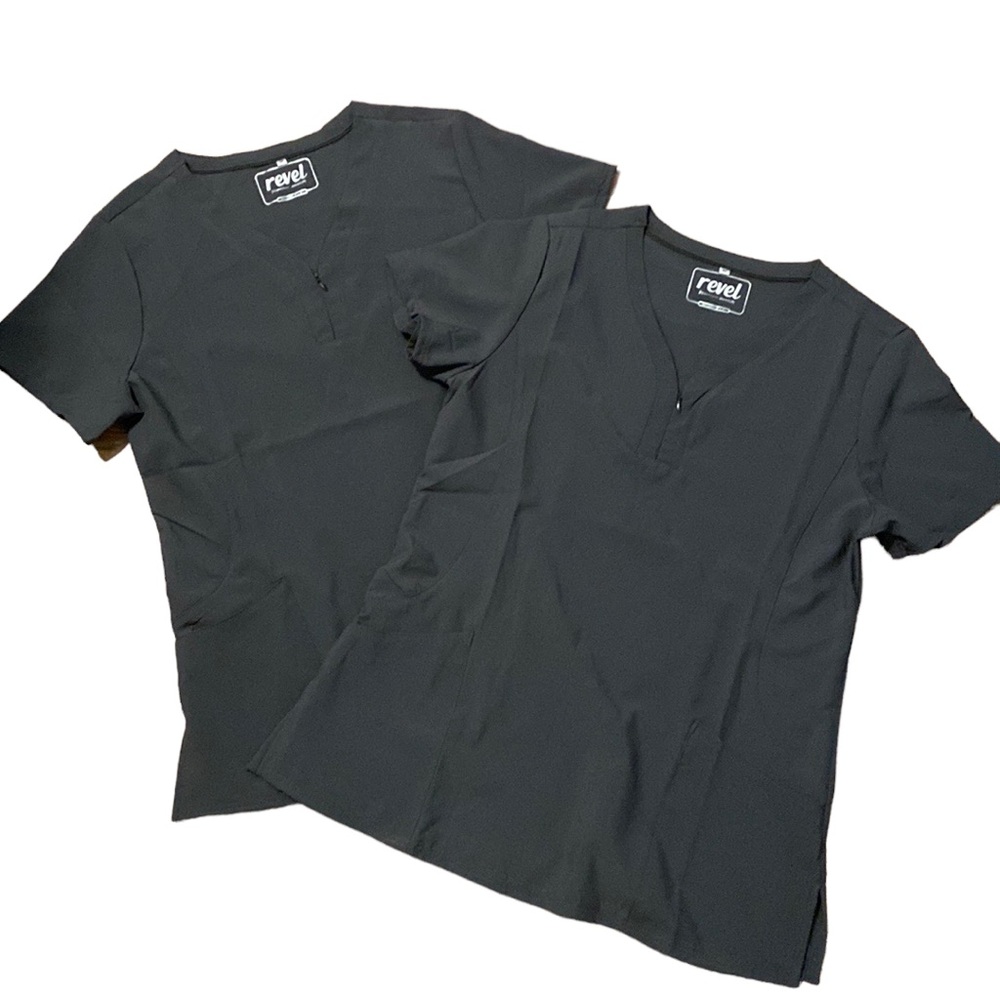 REVEL premium stretch v-neck dark gray scrub tops
